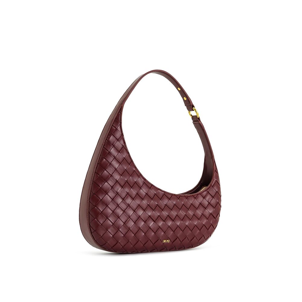 7933 Harlee Weave Texture Shoulder Bag - Burgundy - Picture 6 of 8